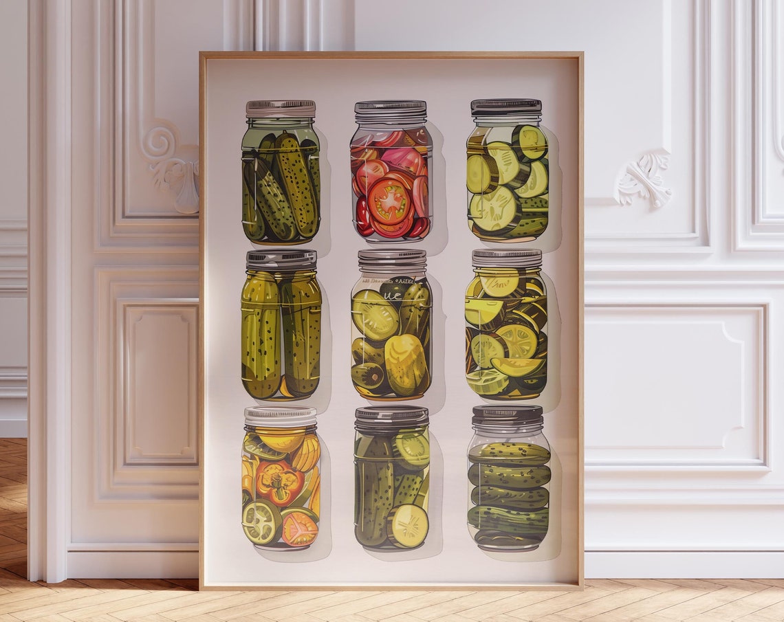 Pickle Wall Art Funny Kitchen Print Fun Food Artwork Poster