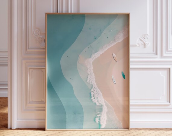 Beachy Wall Art Surf Poster Hawaii Surfboard Vintage Cute Prints