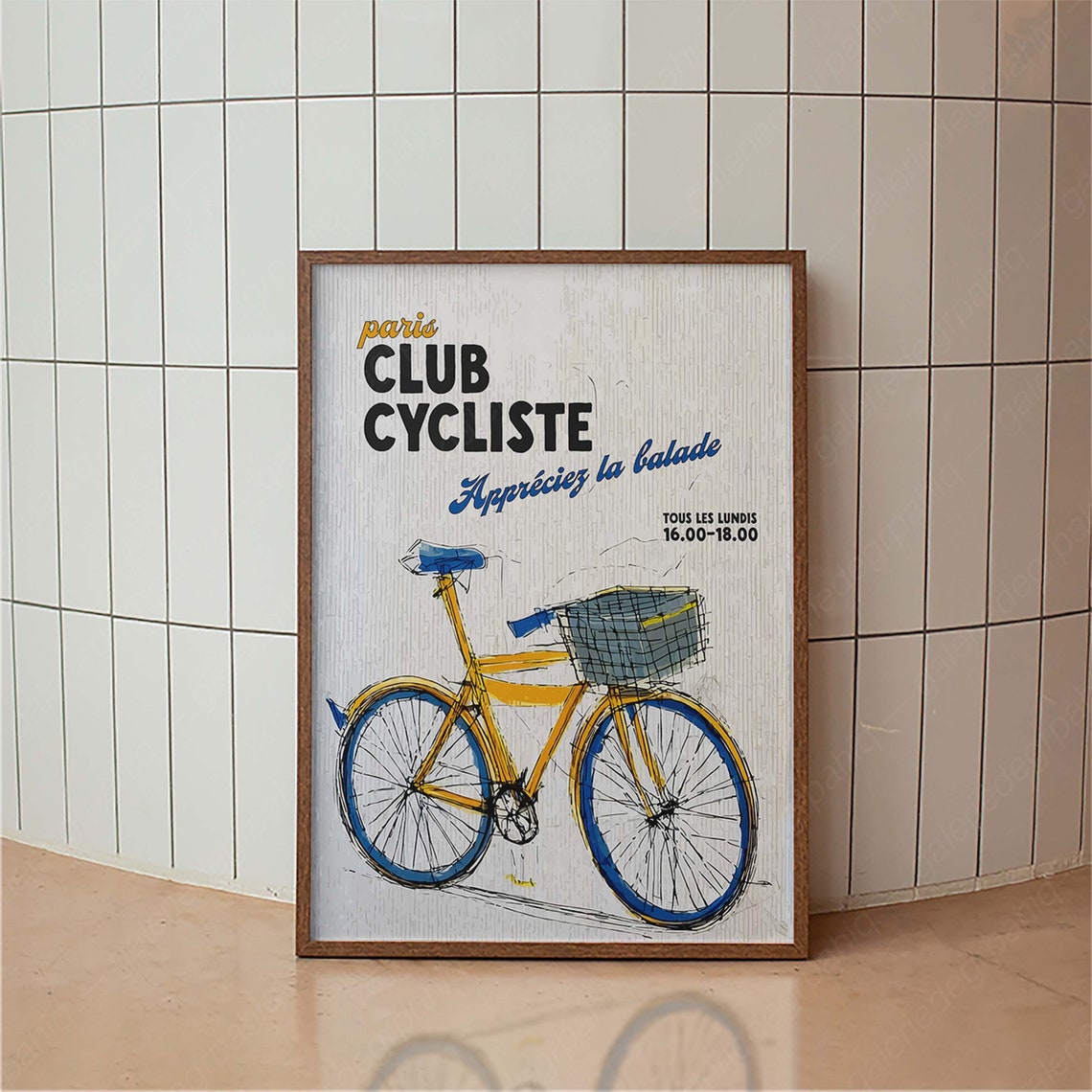 Retro Paris Cycling Club Poster French Poster Typography Print Bicycle Art Minimal Vintage Art Print Retro Poster Print Bike Wall Art