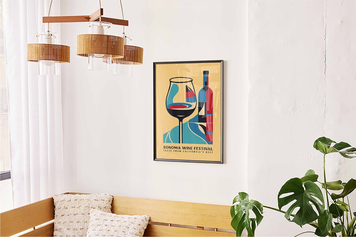 Sonoma Wine Festival Taste of California Retro Wine Travel Art Poster - Image 5