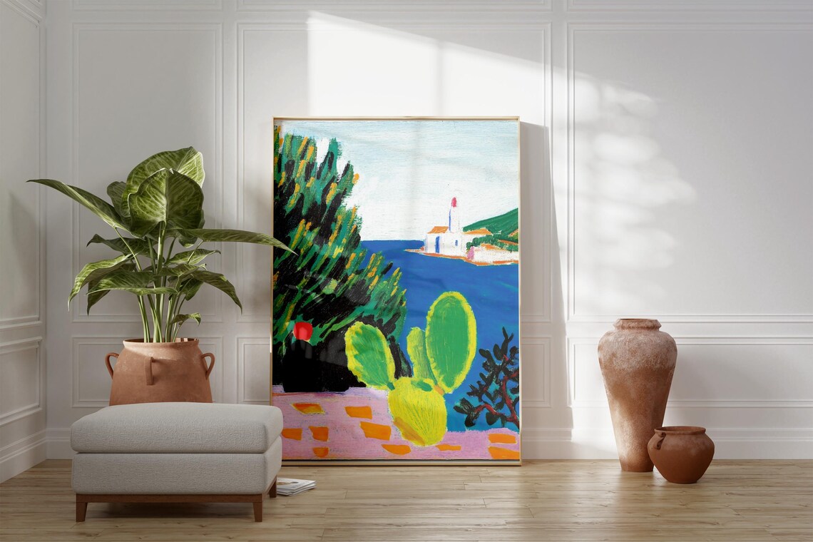 Abstract Greek Island, Boho Minimal Coastal Art Print - Image 2