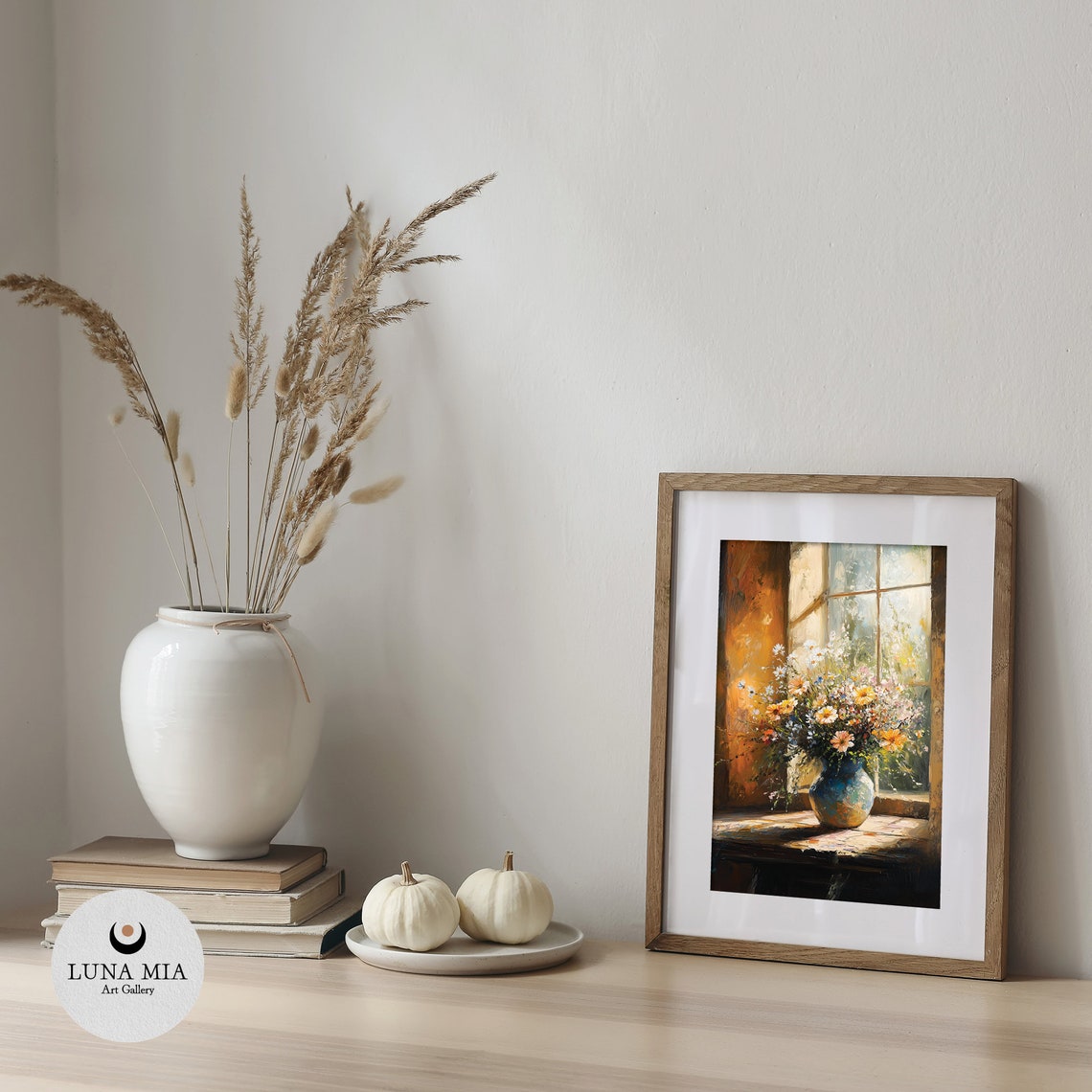 Wildflower Bouquet In Blue Vase By Sunny Window Oil Painting Poster - Image 5