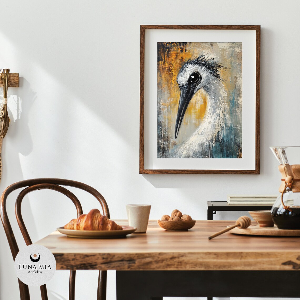 Elegant Long Billed Waterbird Portrait Oil Painting Style Poster - Image 4