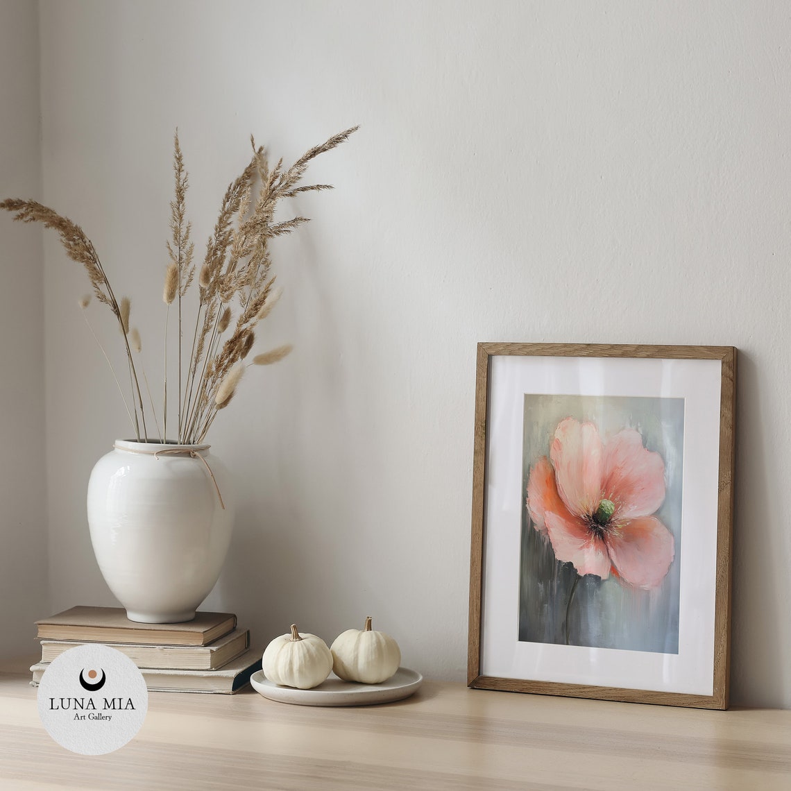 Pink Poppy Bloom Dark Gray Background Oil Painting Style Poster - Image 5