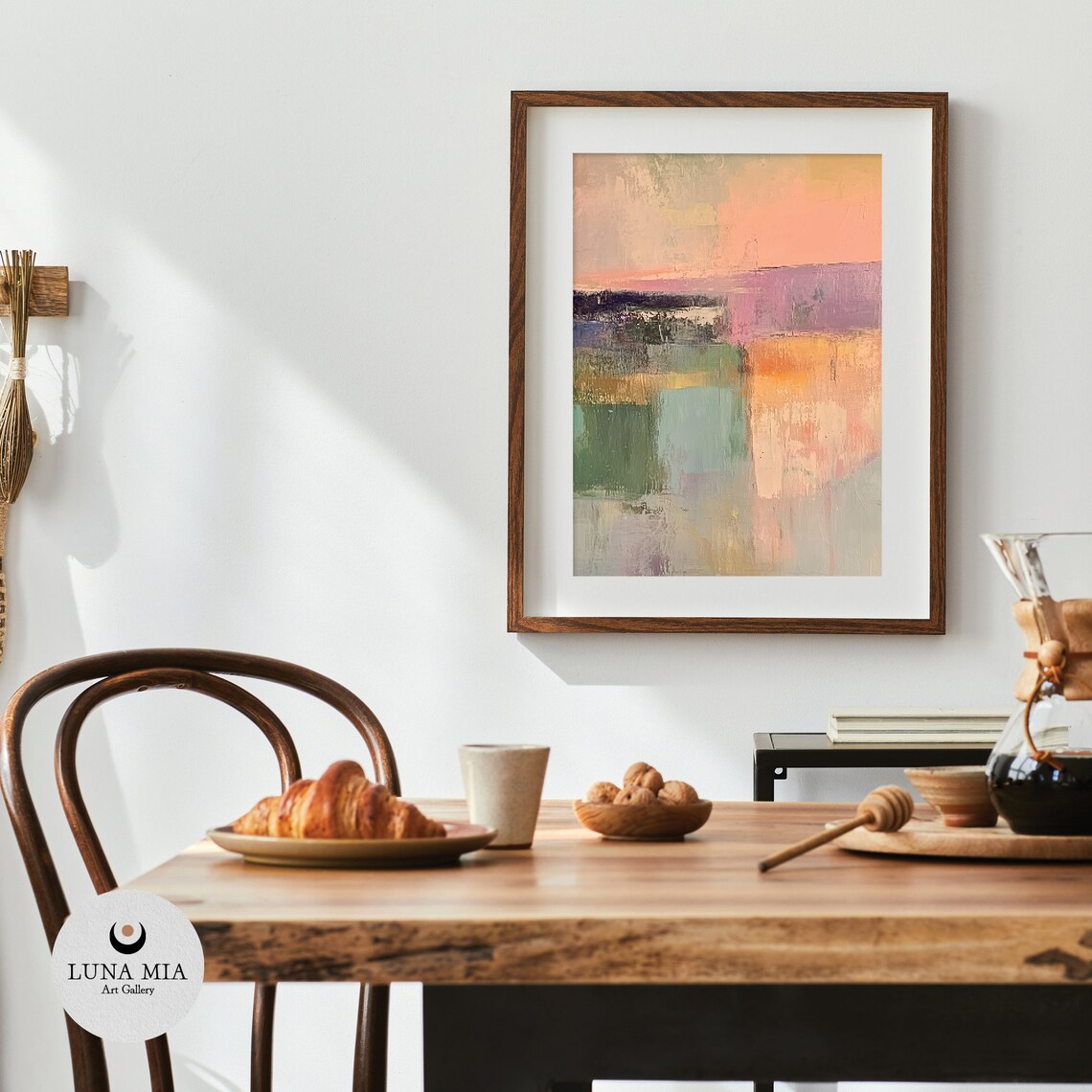 Soft Pastel Color Block Abstract Painting in Gentle Tones Poster - Image 4