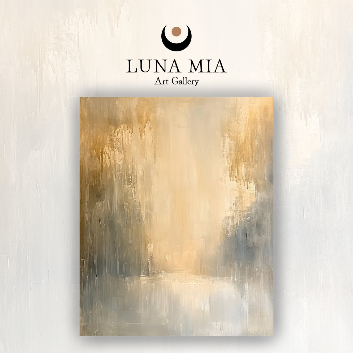 Elegant Gold Gray Textured Abstract Painting Modern Art Poster - Image 2