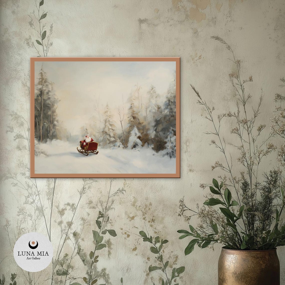 Santa In A Red Sleigh Riding Through A Snowy Forest Winter Poster - Image 2