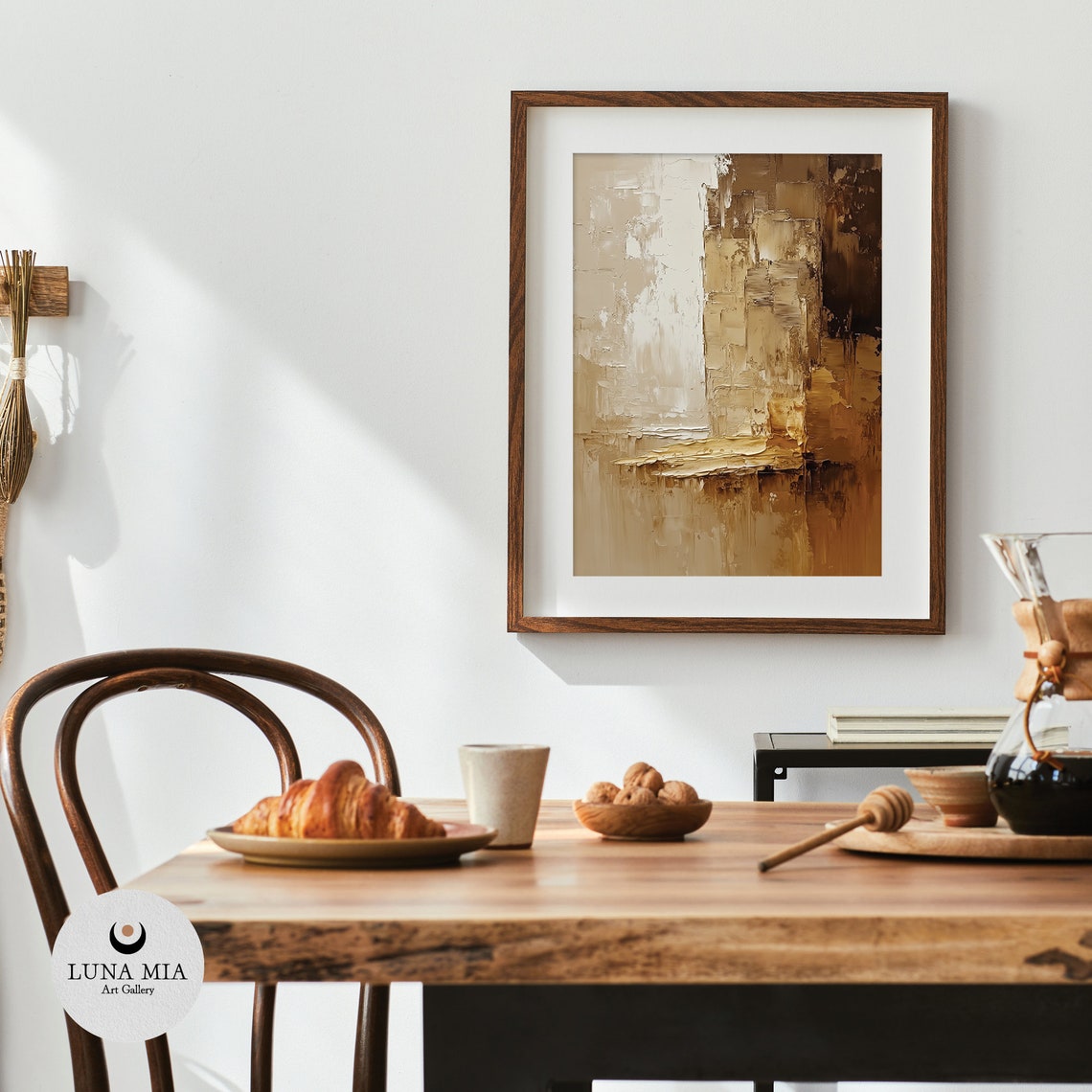 Rich Warm Beige and Brown Textured Abstract Painting Art Poster - Image 4
