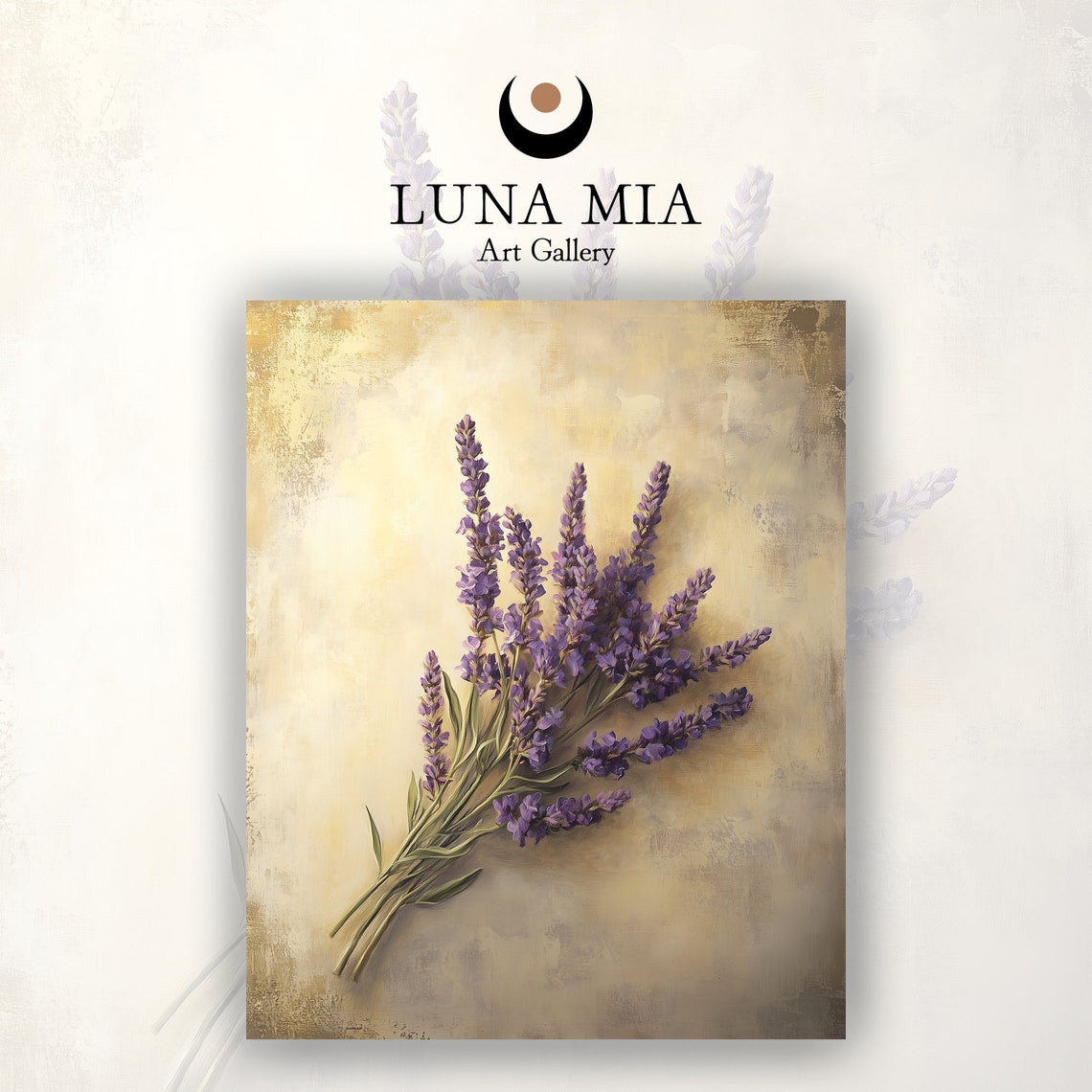 Lush Lavender Bouquet on Shimmering Gold Background Art Poster - Image 2