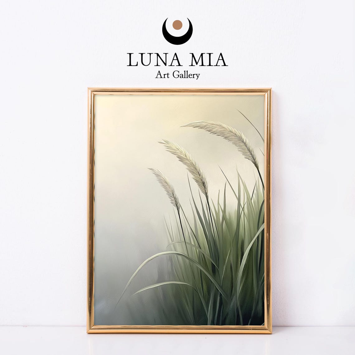 Elegant Pampas Grass Plumes In Soft Green Gray Muted Tones Poster