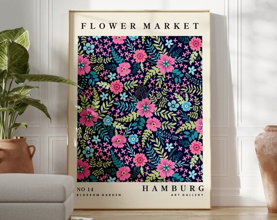 Flower Market Print Colorful Floral Botanical Wall Art