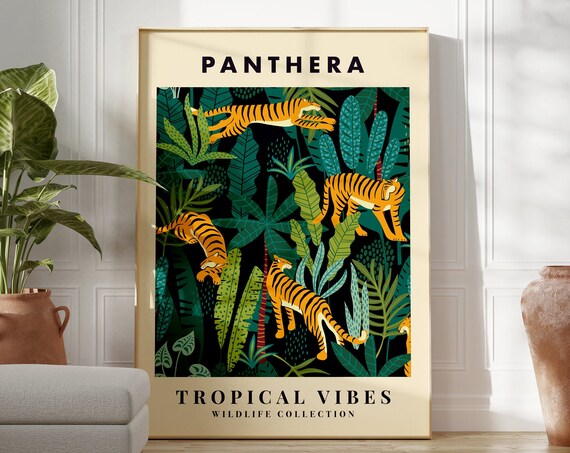 Panthera Tigers Tropical Vibes Wildlife Collection Jungle Poster