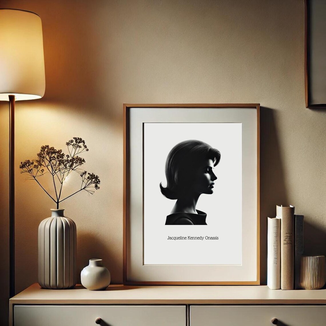 Jacqueline Kennedy Onassis Silhouette Profile Portrait Poster - Image 2