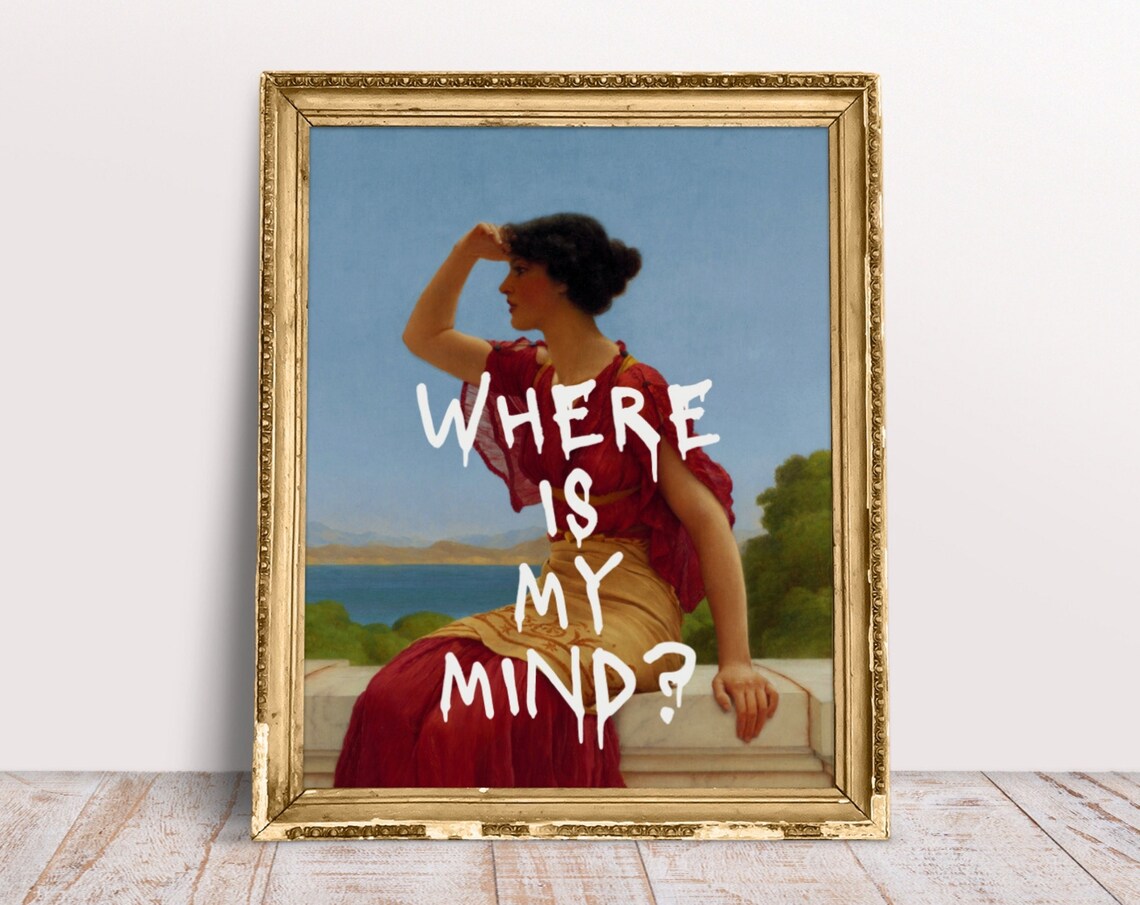 Where Is My Mind Woman By The Sea Classical Art Quote Poster
