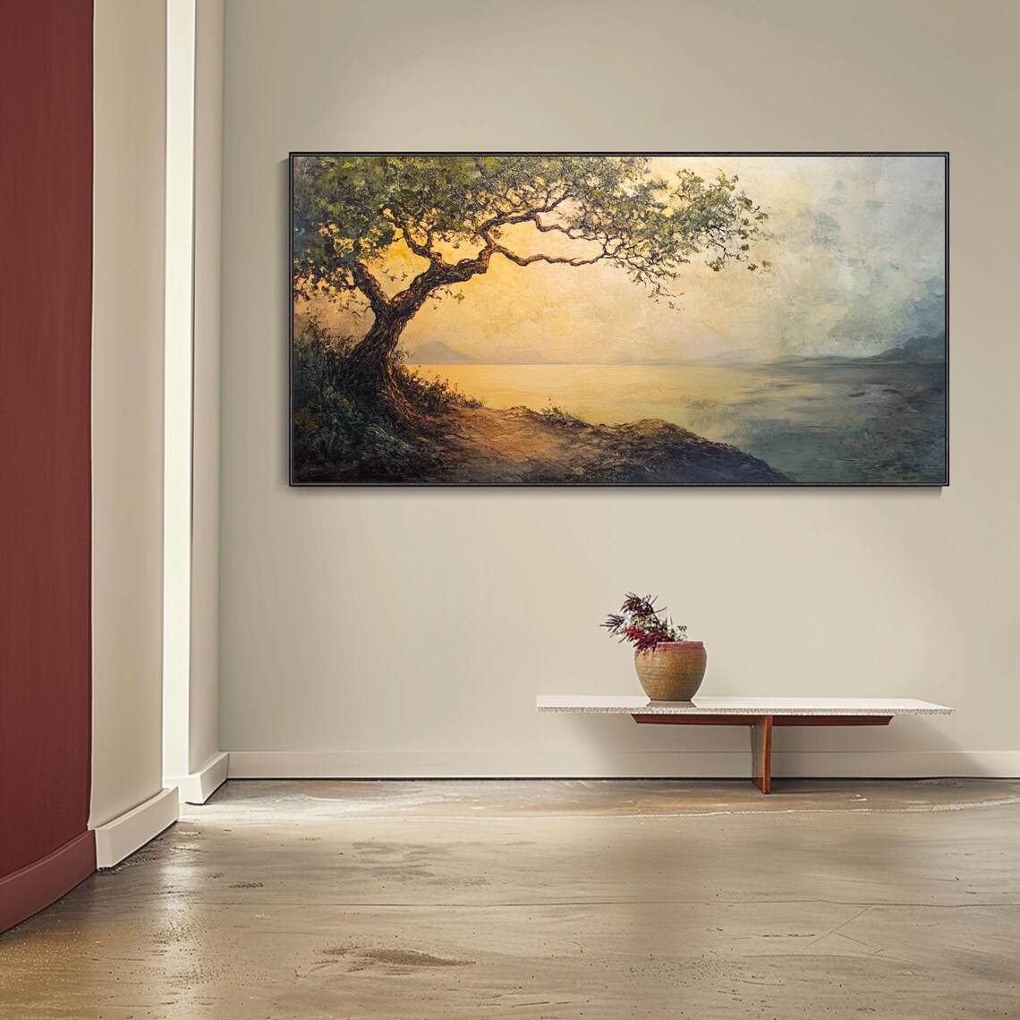 Original Tree Painting On 3d Green Tree Textured Wall Art Impressionist Wall Art Vibrant Nature Living Room Decor - Image 4