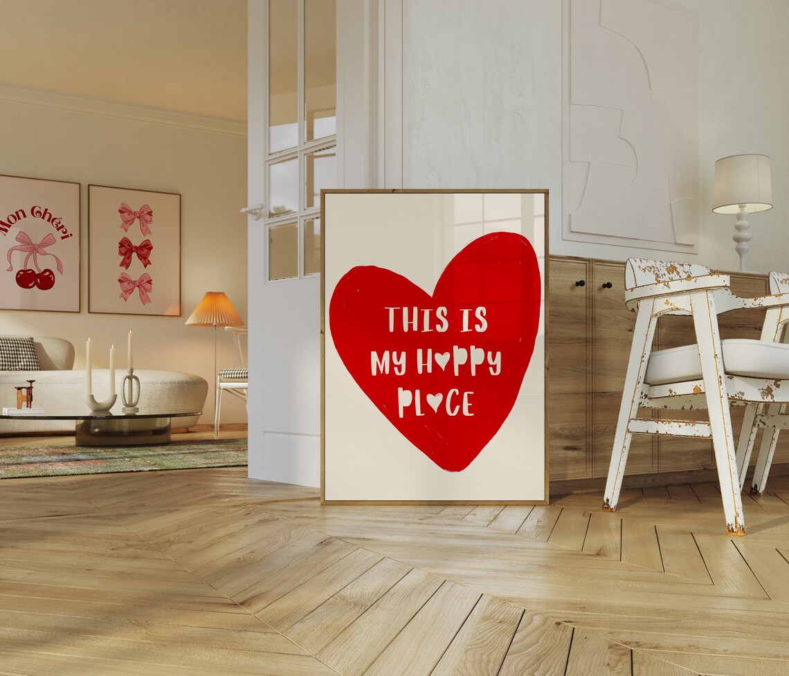 This Is My Happy Place Red Poster, Aesthetic Room Decor - Image 3