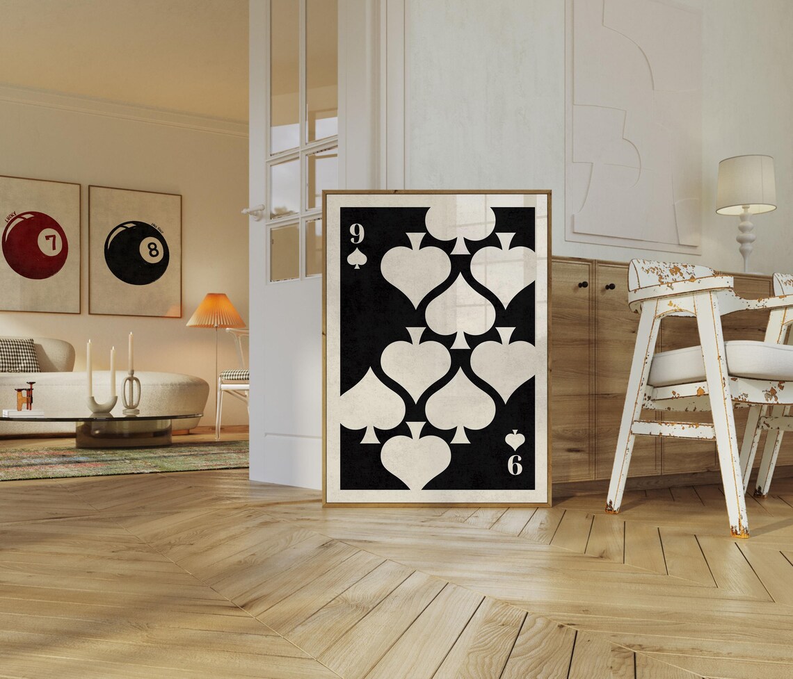 9 Of Spades Minimalist Poker Card Art Print - Image 3
