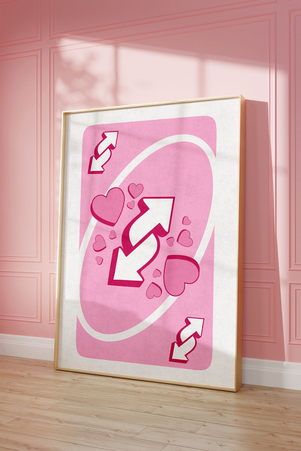 Pink Reverse Playing Card Hearts Retro Pop Art Trendy Poster - Image 2