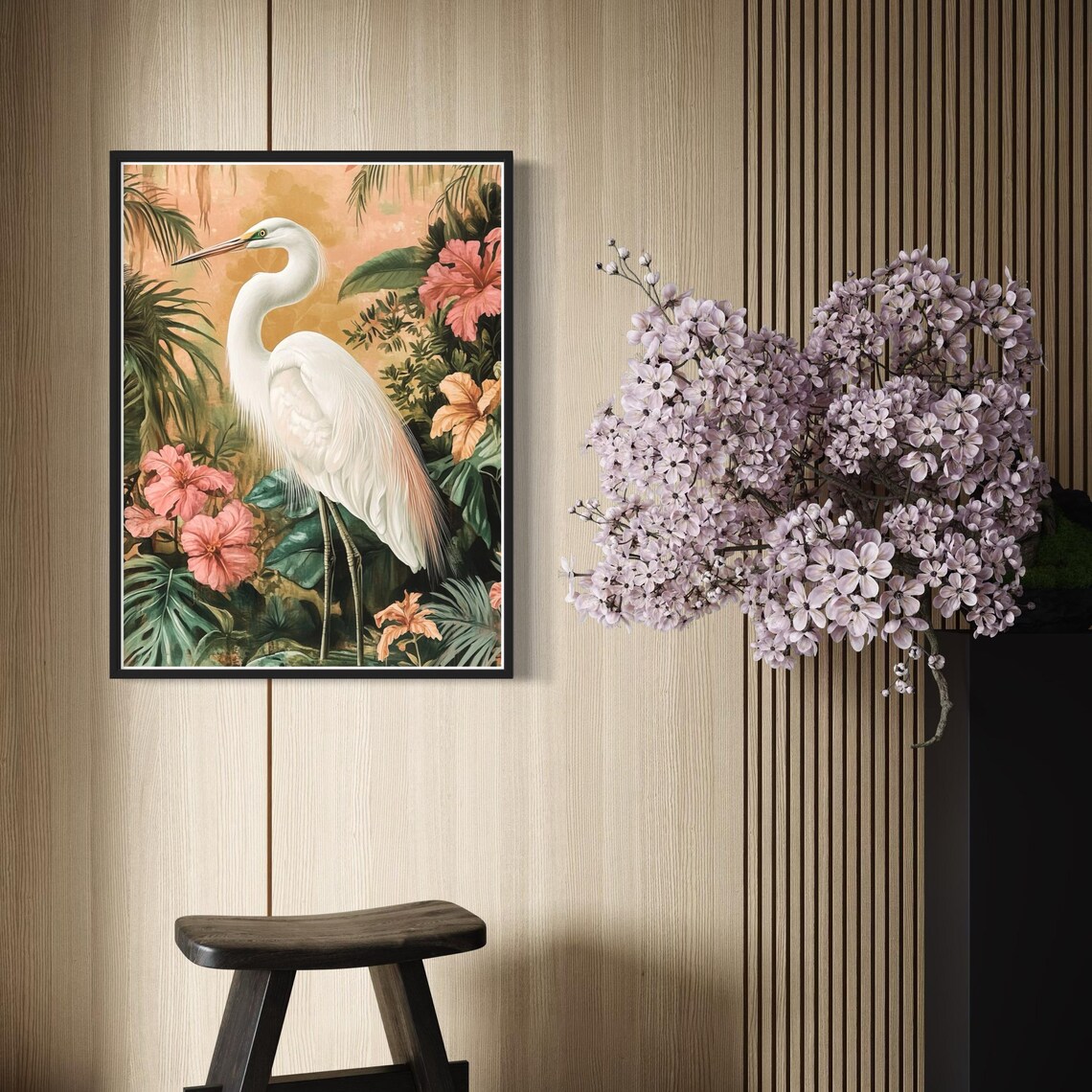 Great Egret Art Print, Vintage Modern Bird Artwork - Image 2
