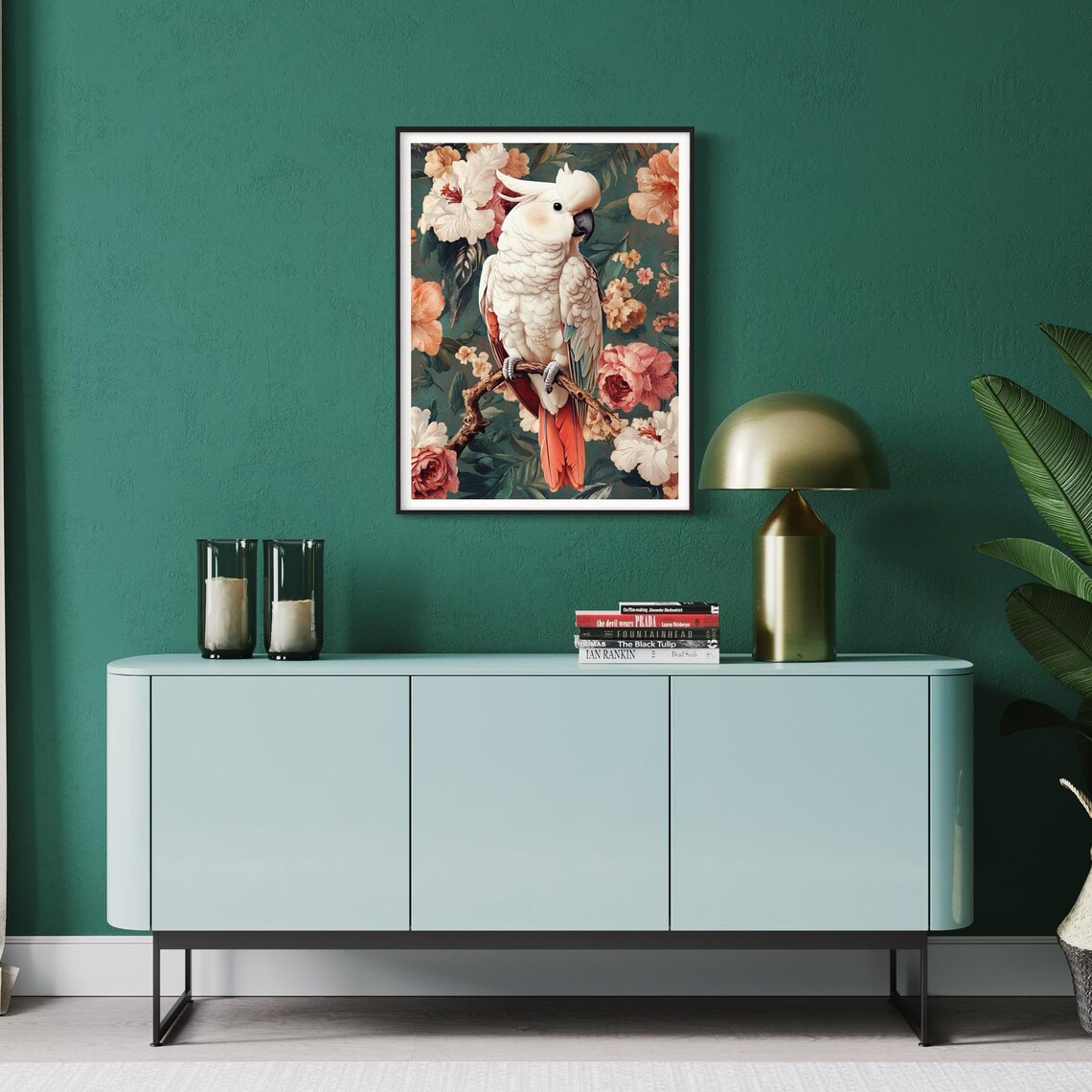 White Cockatoo Vintage Style Tropical Bird Art Print - Image 3