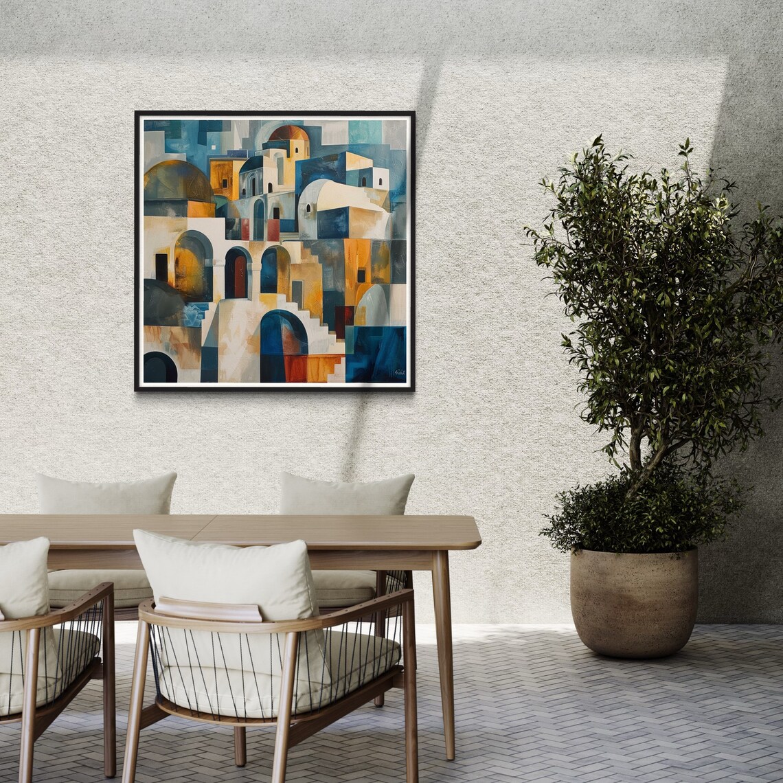 Santorini Domes Mediterranean Abstract Travel Poster - Image 3