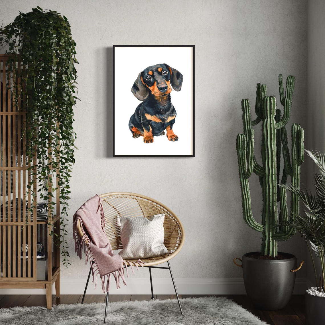 Black Tan Dachshund Print Sausage Dog Painting Cute Dog Artwork Miniature Dachshund Wiener Doxie Decor Dog Lover Gift Dachshund Gifts Art - Image 3