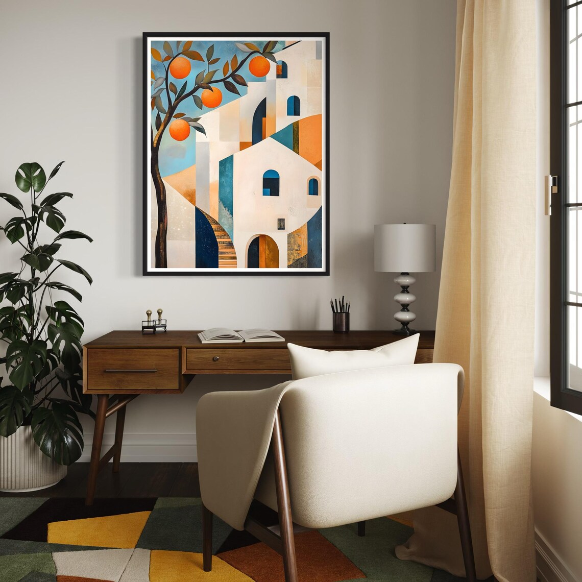 Orange Tree Art Print, Modern Mediterranean Decor - Image 3