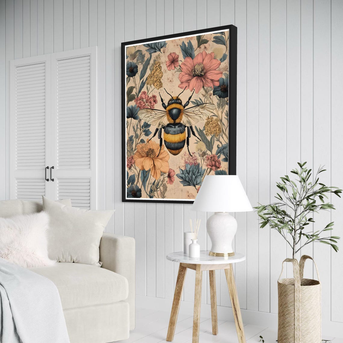 Bumblebee Vintage Floral Botanical Illustration Cottagecore Poster - Image 3