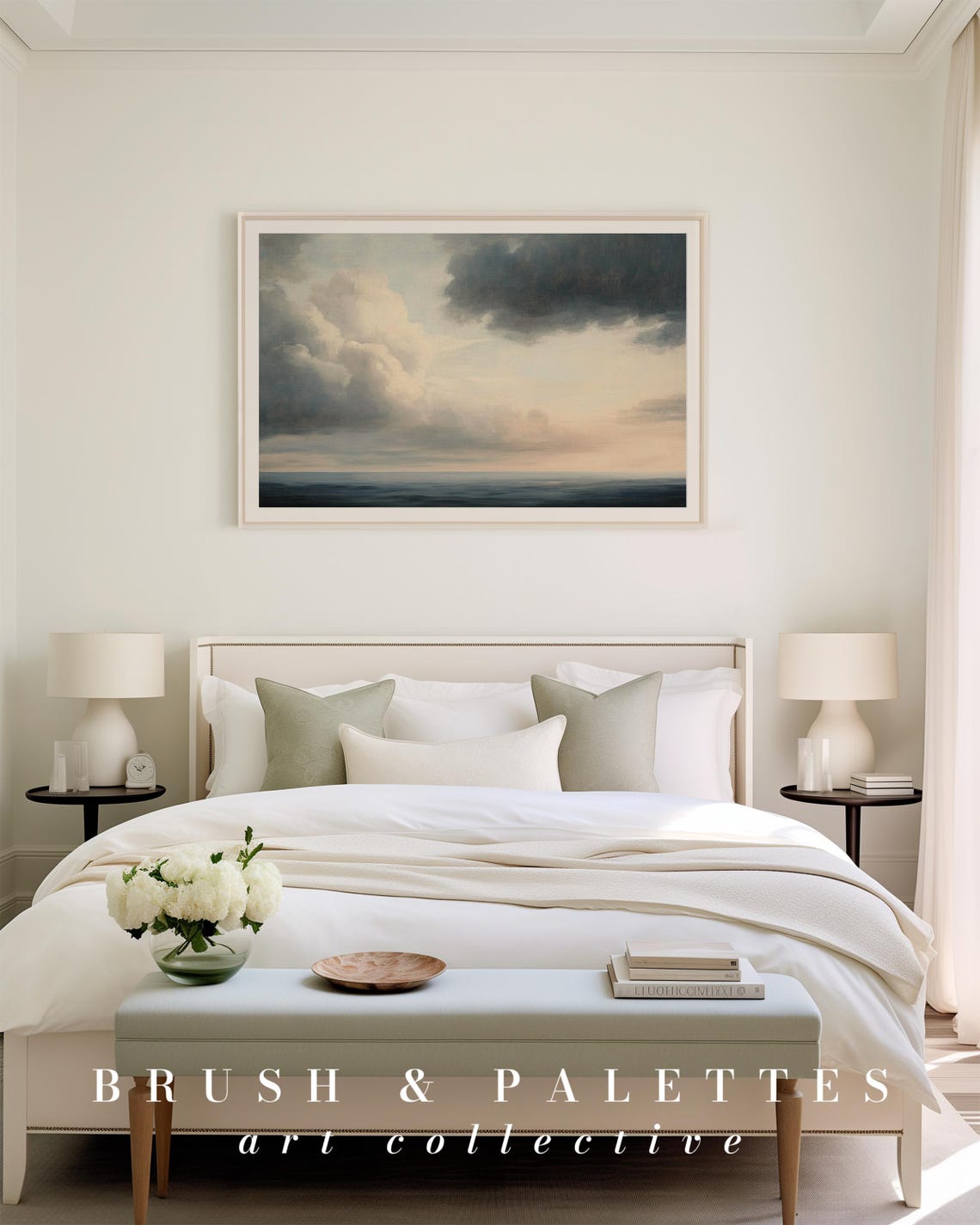 Serene Ocean Sky Minimalist Seascape Soft Cloud Horizon Poster - Image 3