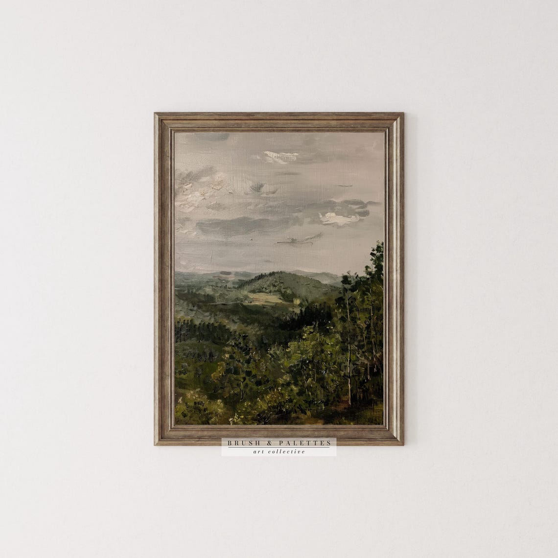 Green Mountain Valley Overlook Muted Tones Serene Landscape Art Poster - Image 2