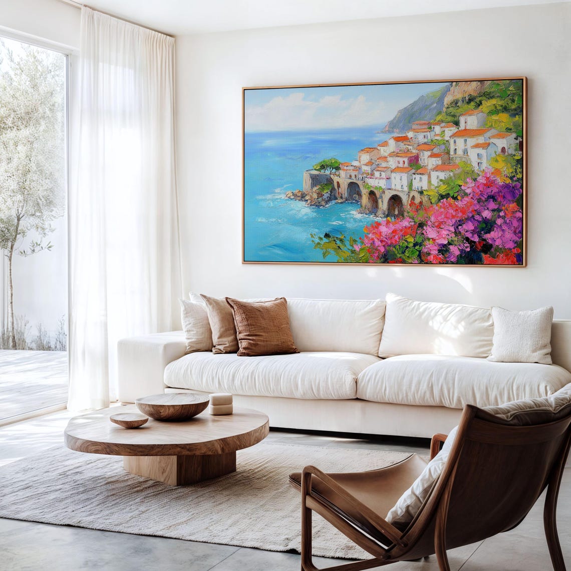 Mediterranean Coastal Village Amalfi Style Seaside Town Poster - Image 3