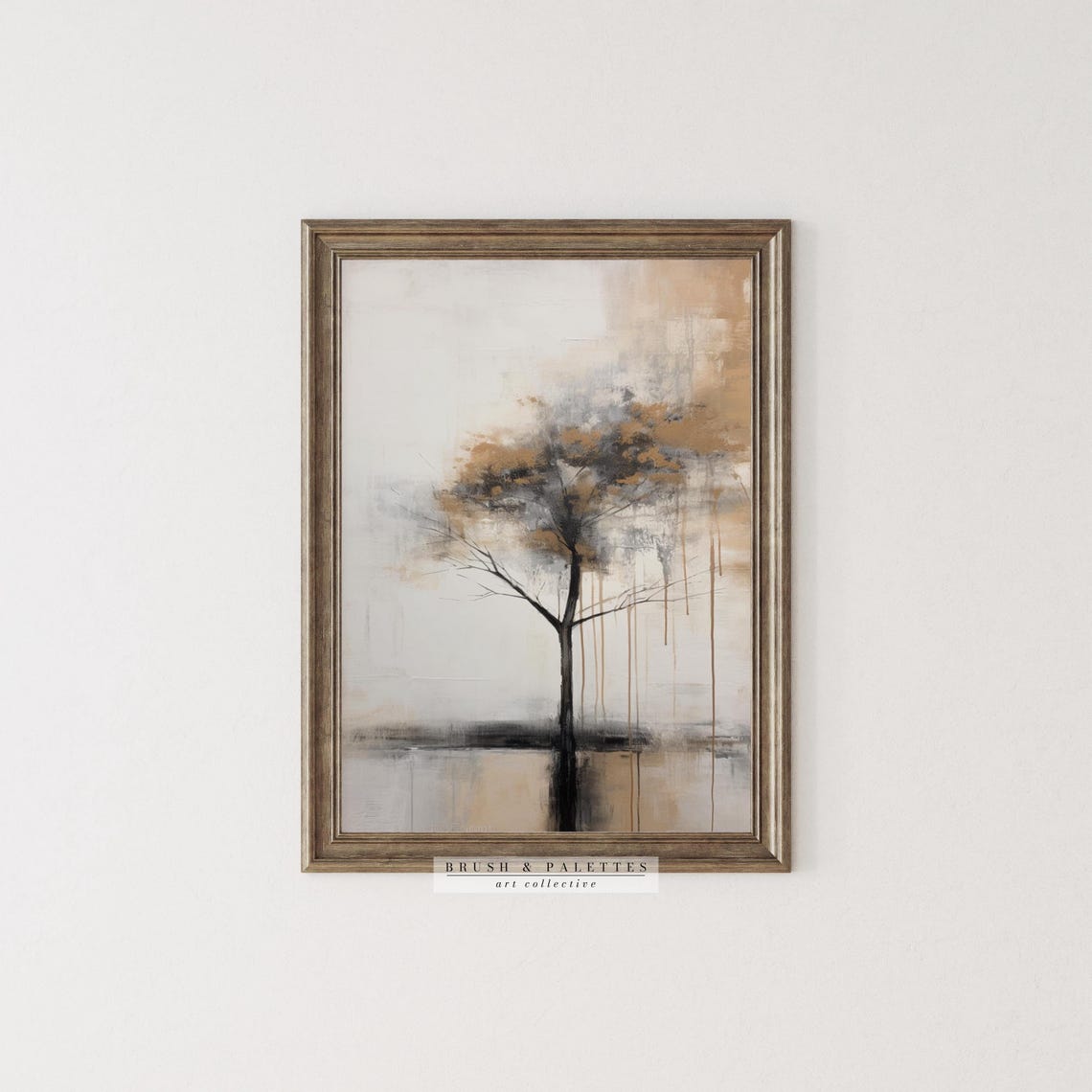 Abstract Gold Black Minimalist Tree Silhouette Modern Art Poster - Image 3