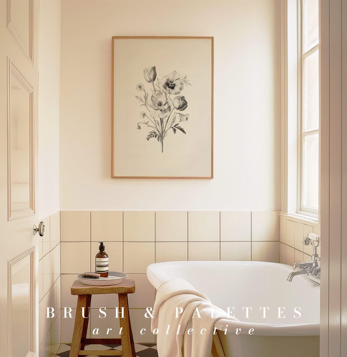 Elegant Vintage Pencil Flower Drawing Botanical Sketch Bloom Poster - Image 3