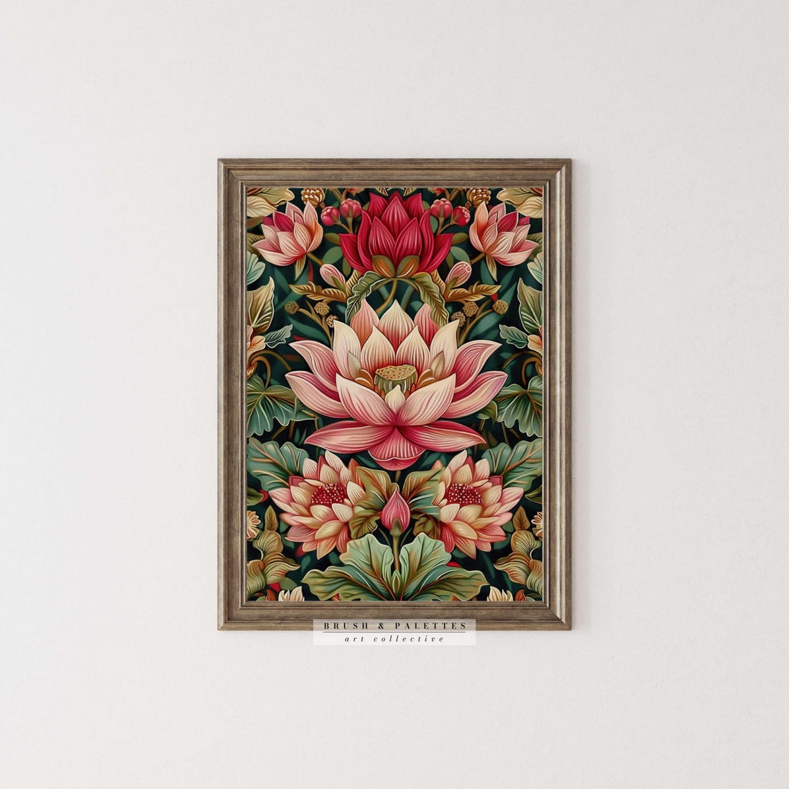Vintage Pink Green Floral Painting Classic Botanical Blossom Poster - Image 3