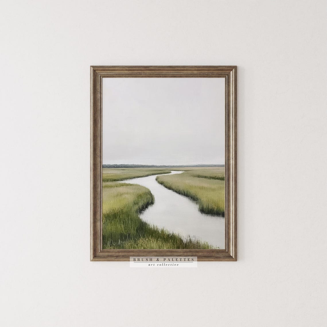 Marshland River Minimalist Landscape Art Print - Image 2
