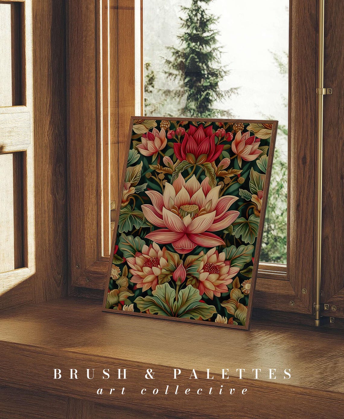Vintage Pink Green Floral Painting Classic Botanical Blossom Poster - Image 2