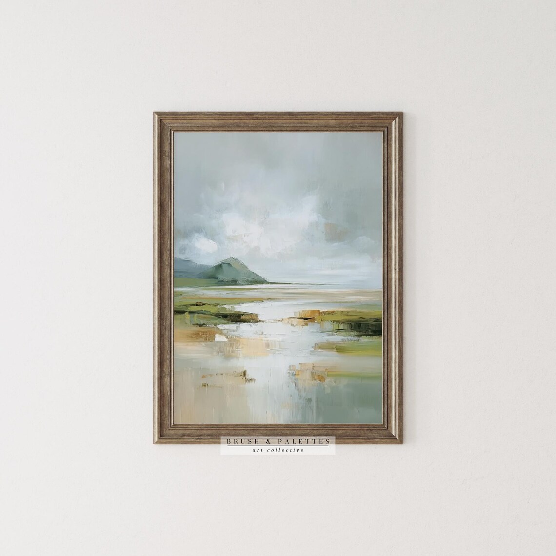 Soft Abstract Coastal Landscape Watercolor Painting Neutral Tones Poster - Image 2