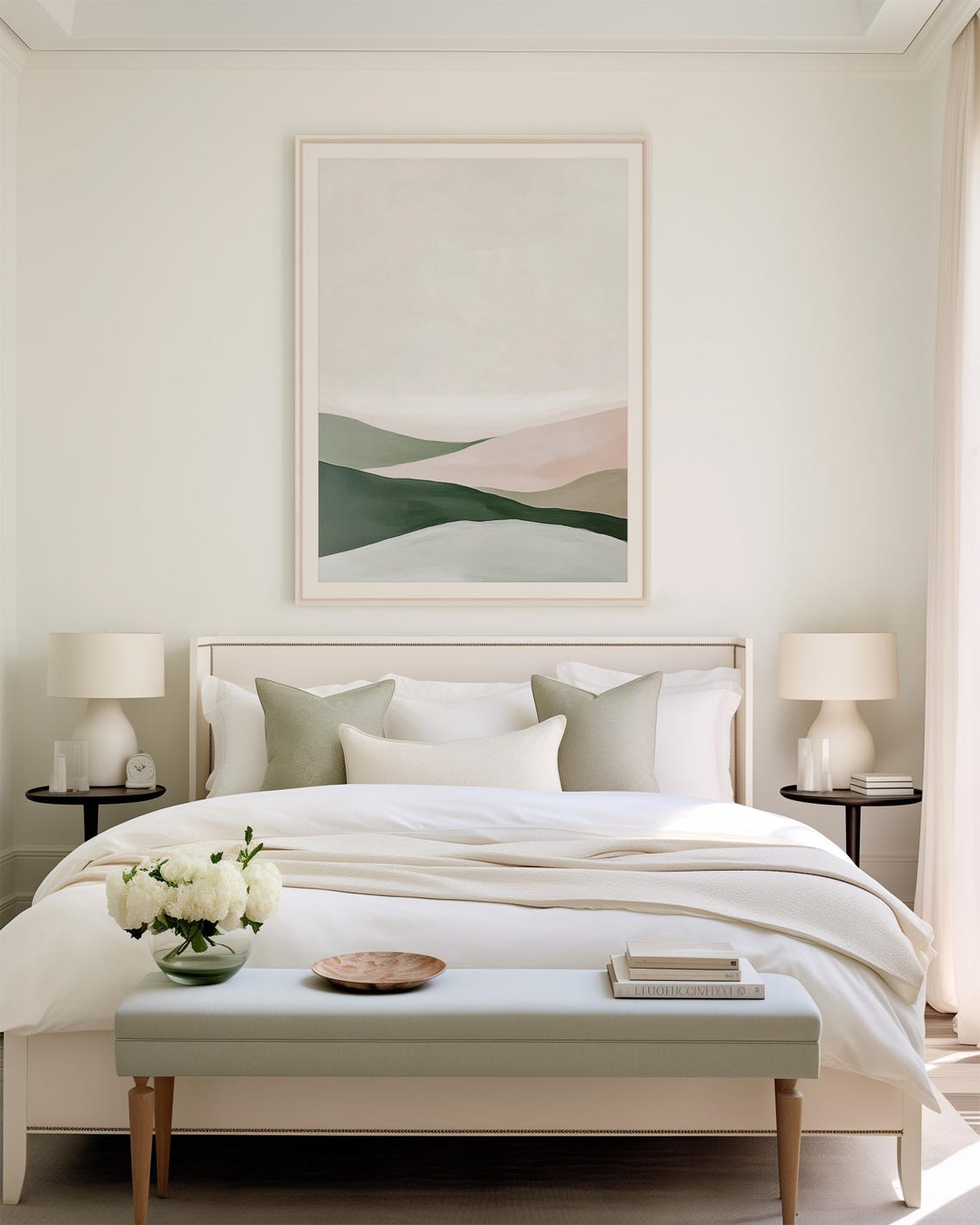 Minimalist Abstract Landscape Painting Soft Sage Green Hills Poster - Image 3