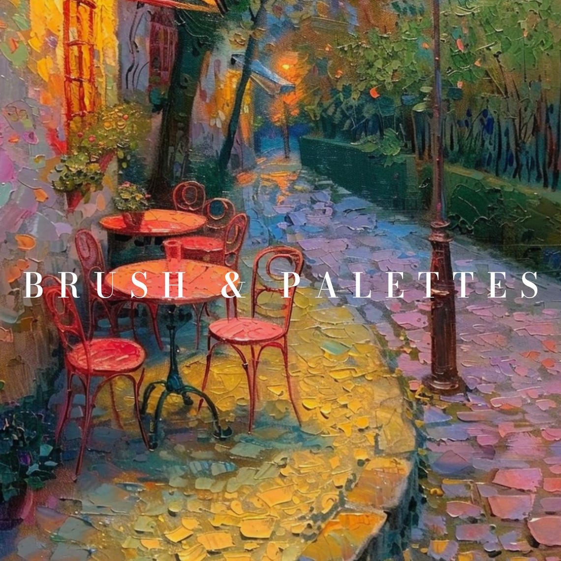 Night Cafe Street Glowing Lamps Red Chairs Impressionist Poster - Image 2