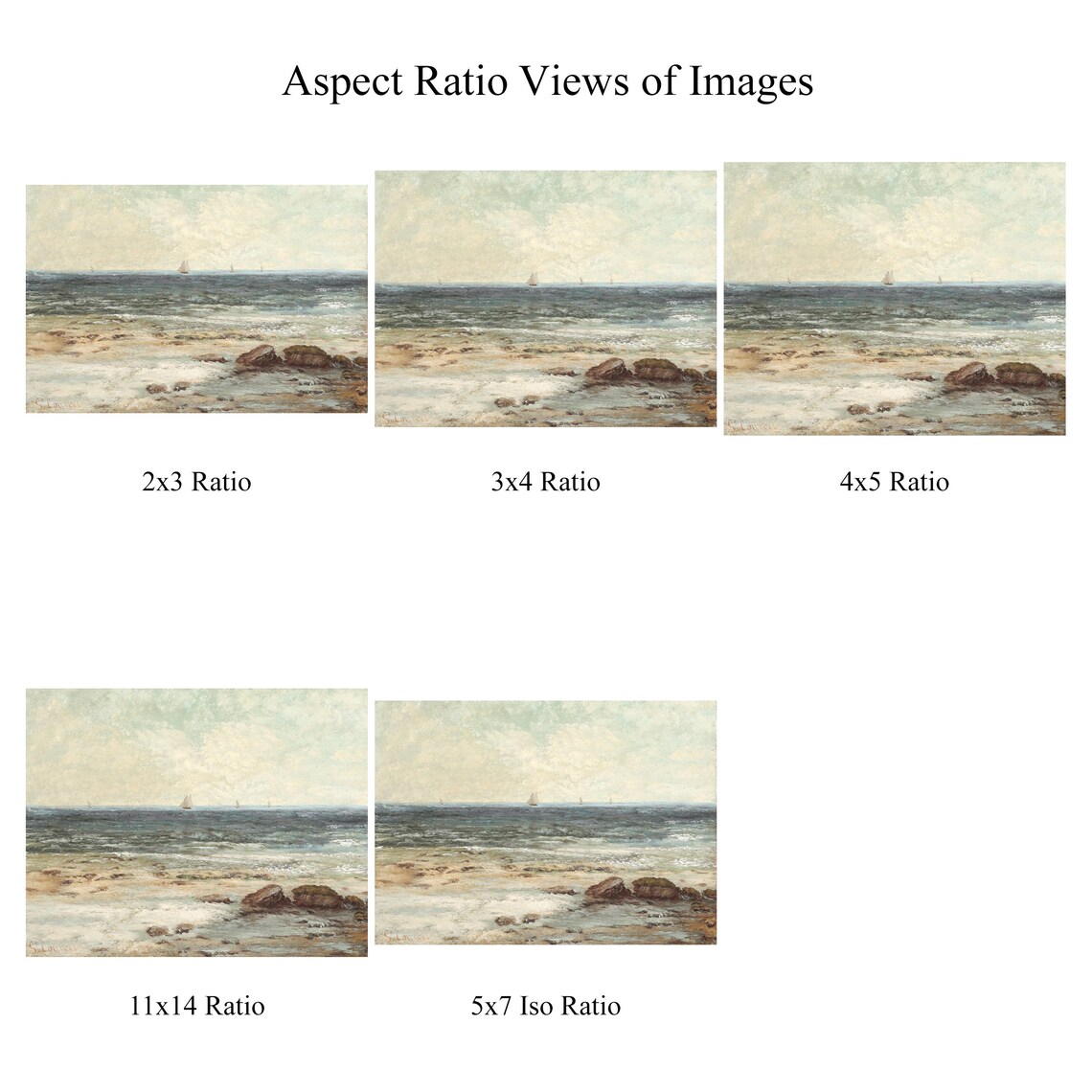 Vintage Coastal Seascape With Sailboat Art Print - Image 2