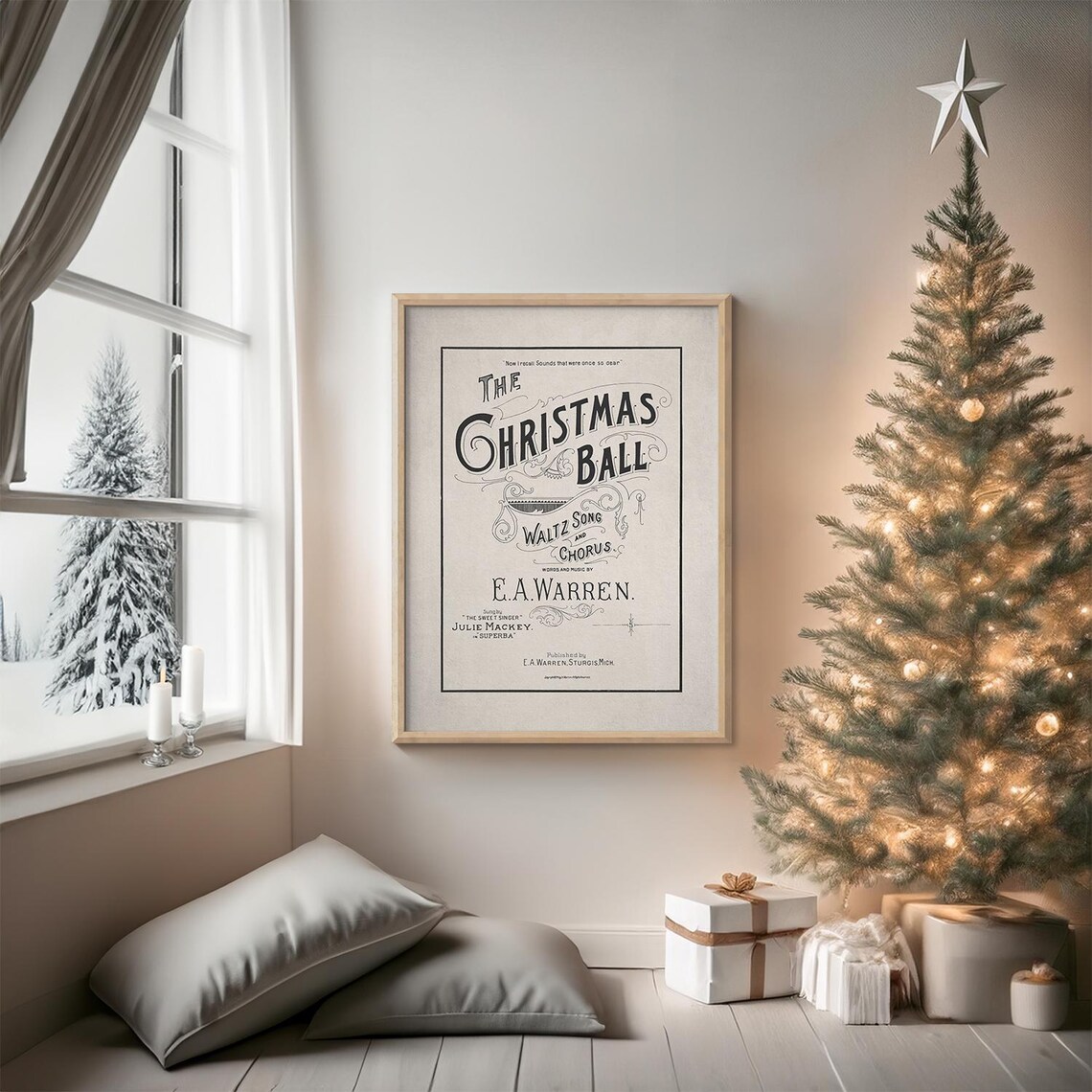 The Christmas Ball Waltz Song E A Warren Antique Music Cover Art Print - Image 5