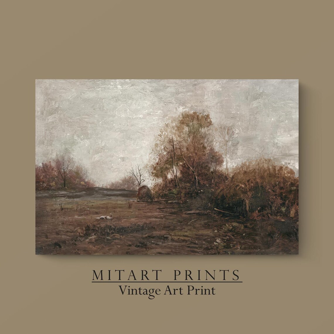 Rustic Vintage Autumn Landscape Art Print - Image 2