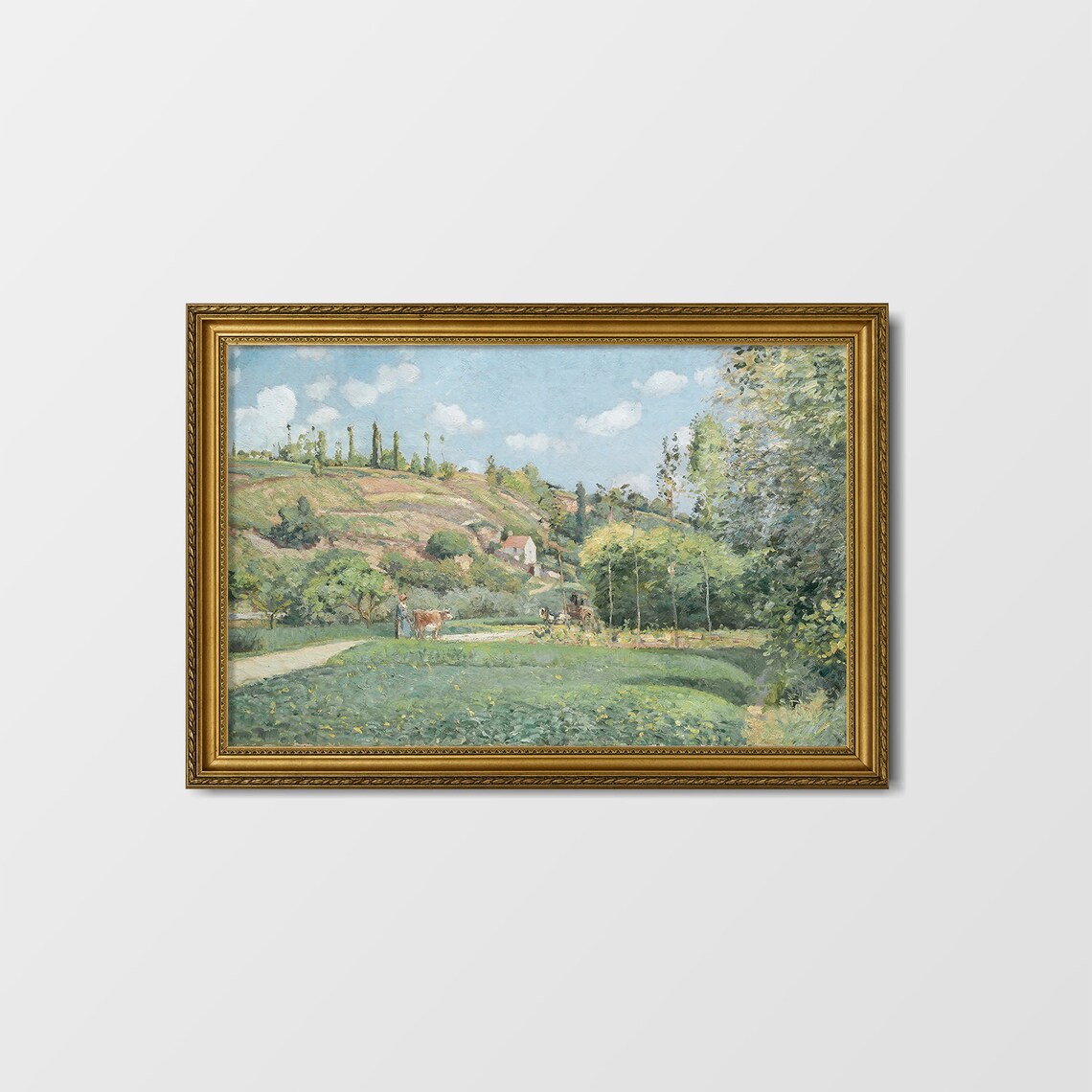 Vintage Impressionist Countryside Painting Figure with Cow Poster - Image 2