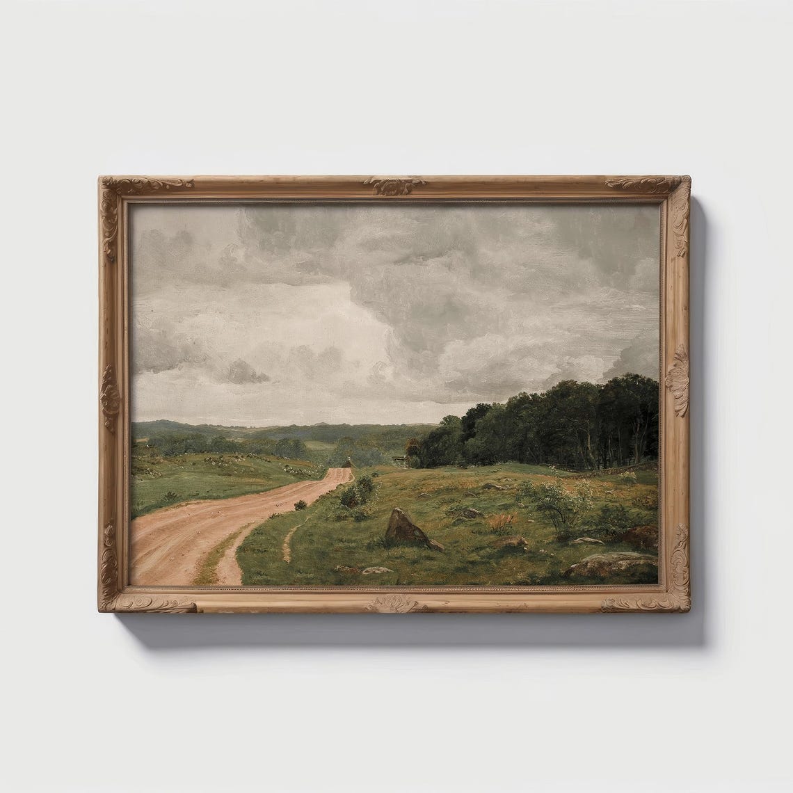 Country Vintage Landscape Oil Painting Art Print Rustic Farmhouse Wall Art Antique Country Print Print 24 45 - Image 3