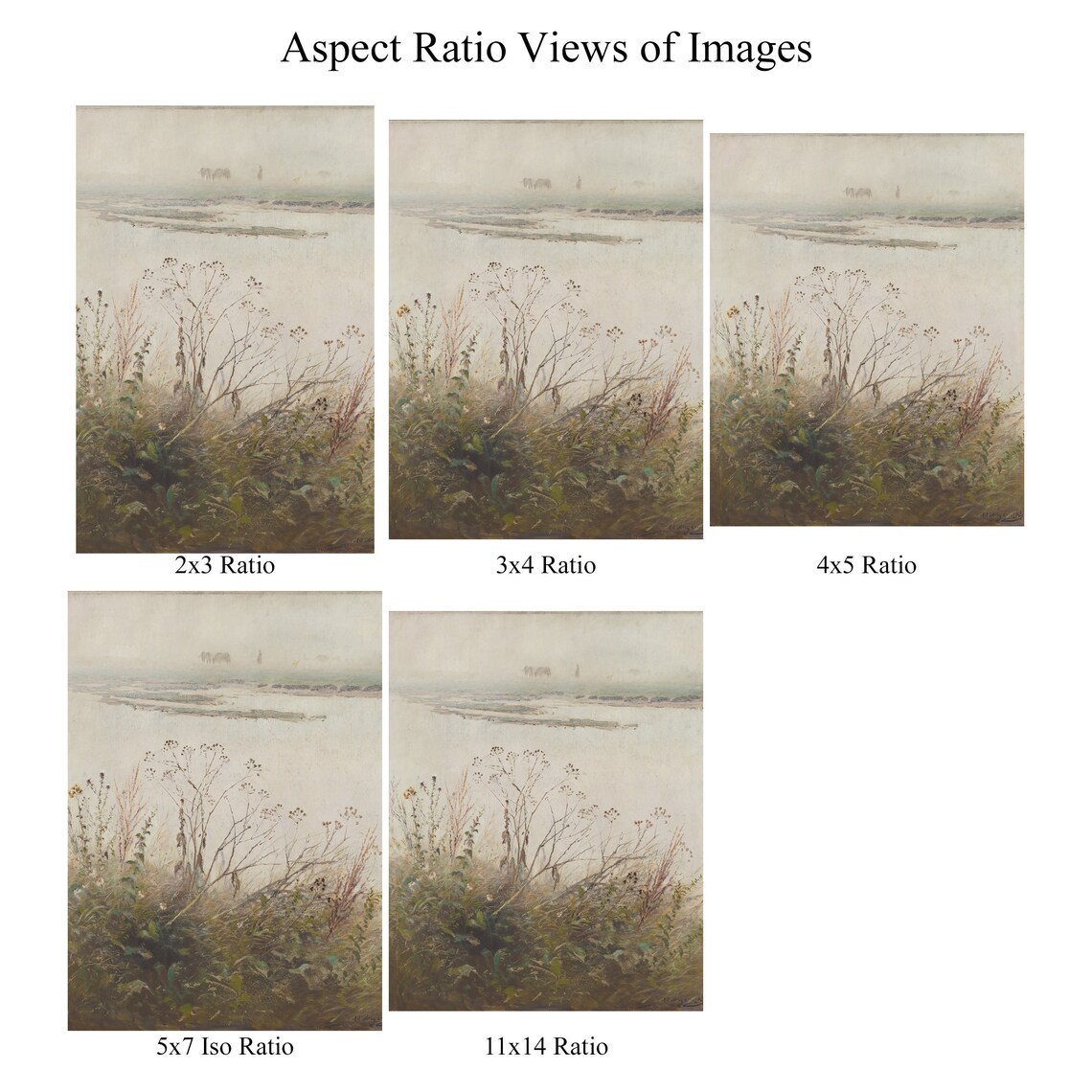 Vintage Botanical Seascape Landscape Art Print - Image 2