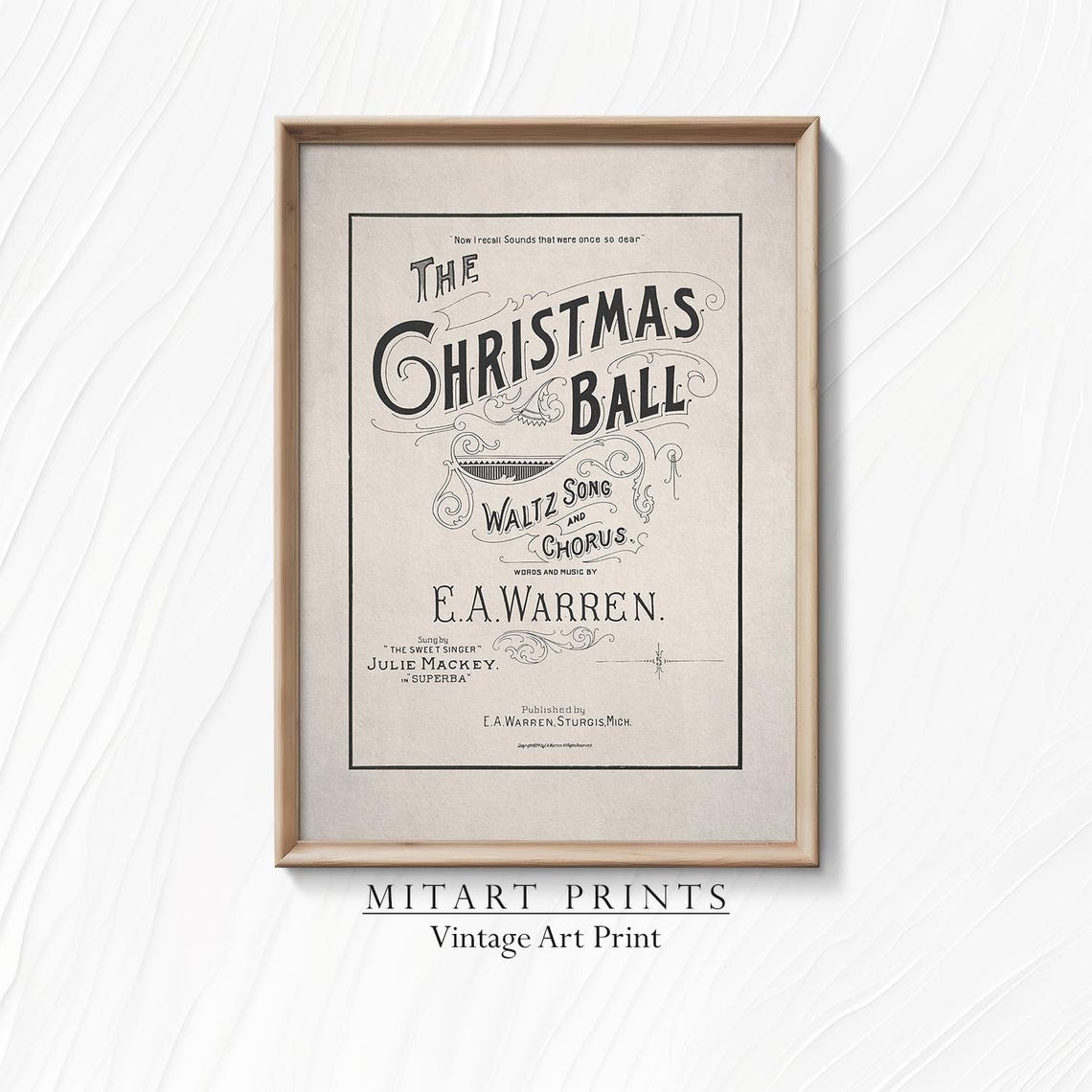 The Christmas Ball Waltz Song E A Warren Antique Music Cover Art Print
