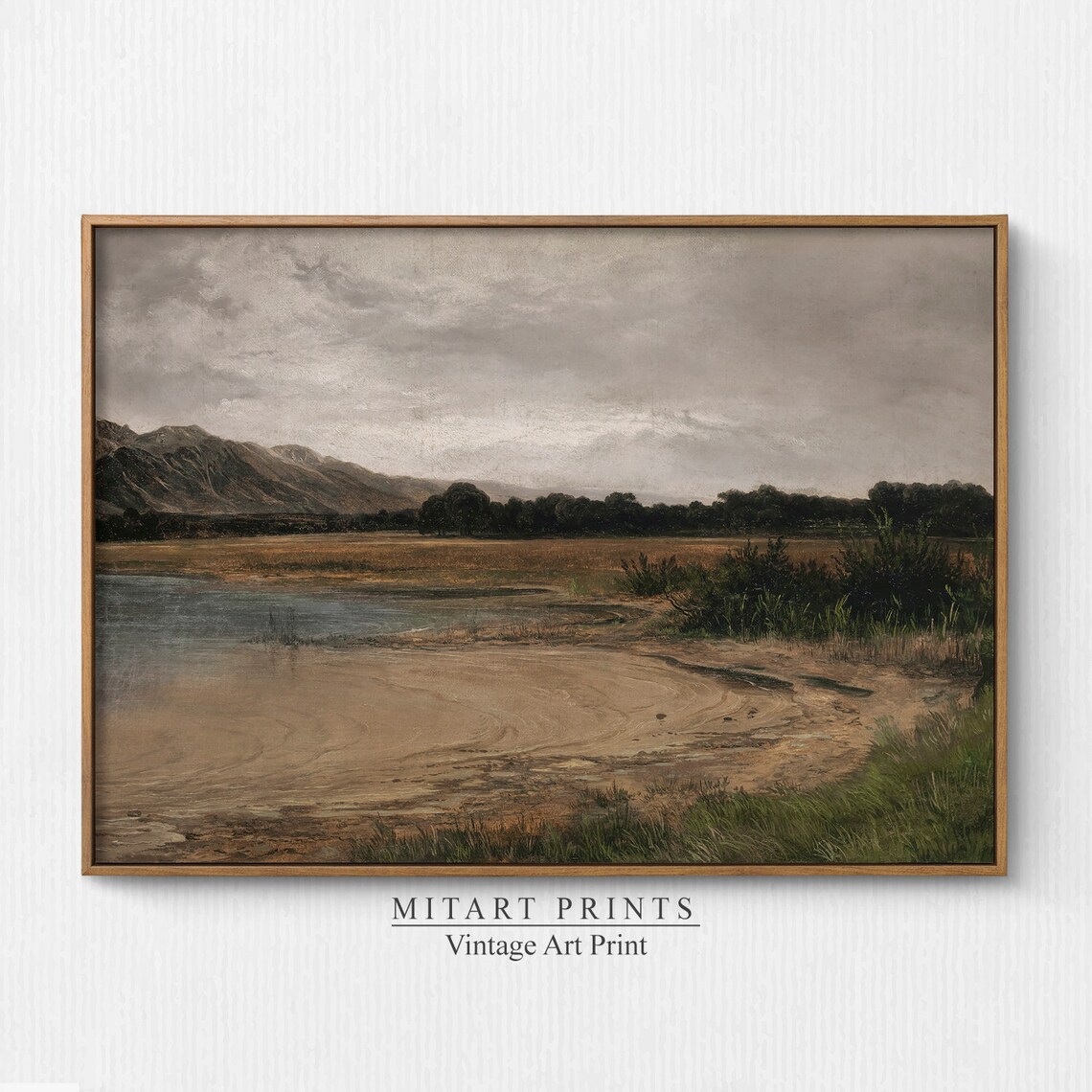 Countryside Painting Vintage Muted Landscape Art Print