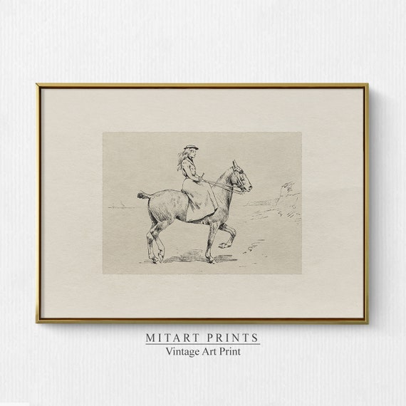 Vintage Equestrian Sketch Horse Art Print, Farmhouse