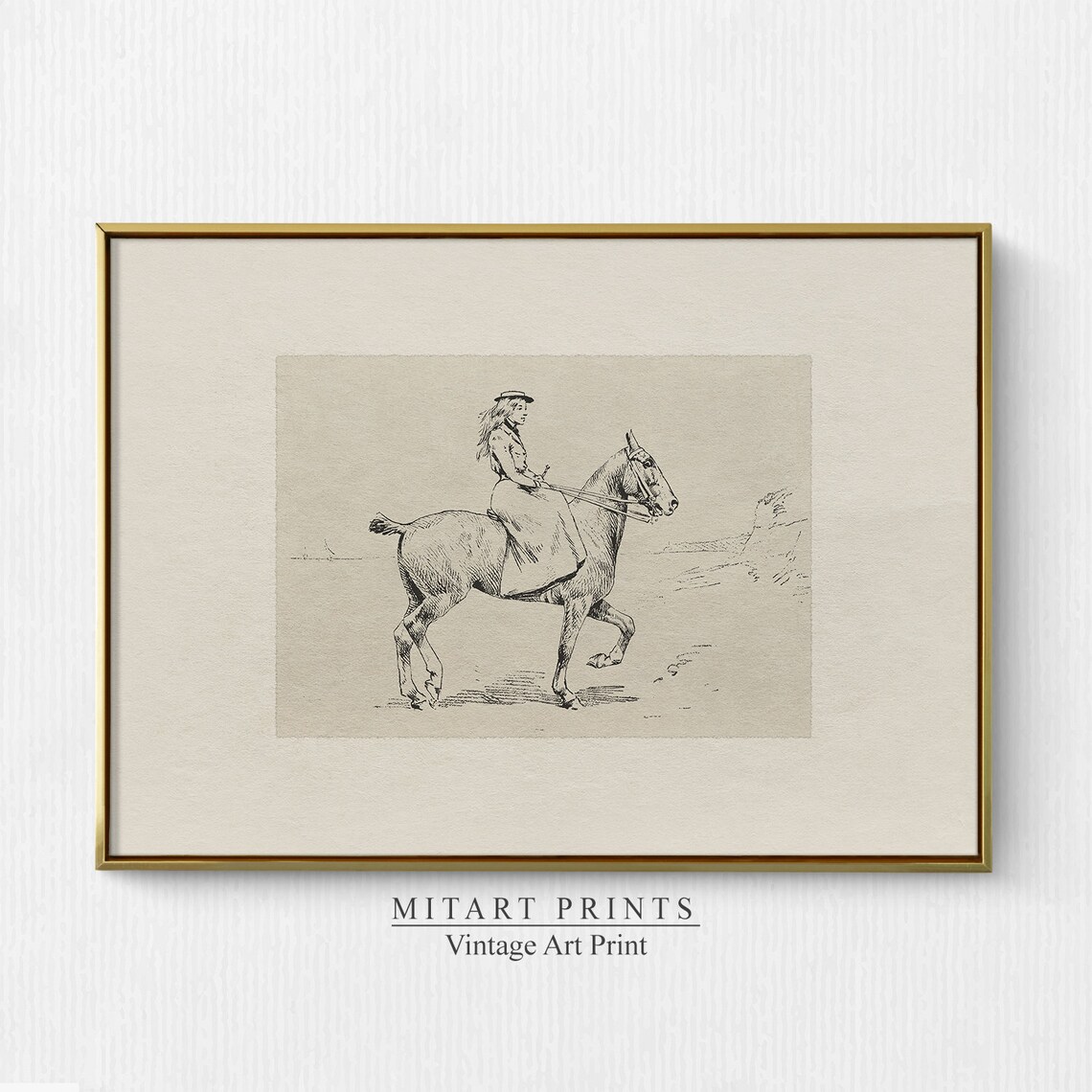Vintage Equestrian Sketch Horse Art Print, Farmhouse