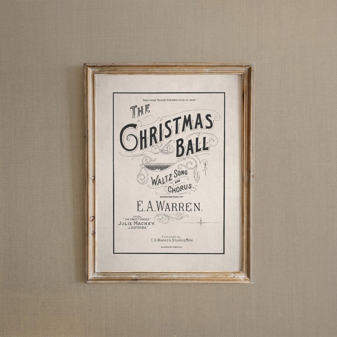 The Christmas Ball Waltz Song E A Warren Antique Music Cover Art Print - Image 2